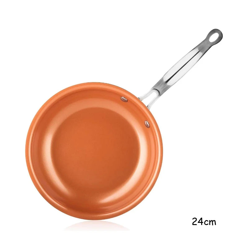 Frying Pan Nonstick 20 24 28Cm Frying Pan with Ceramic Titanium Coating round Copper Egg Pan Kitchen Cookware KC0459